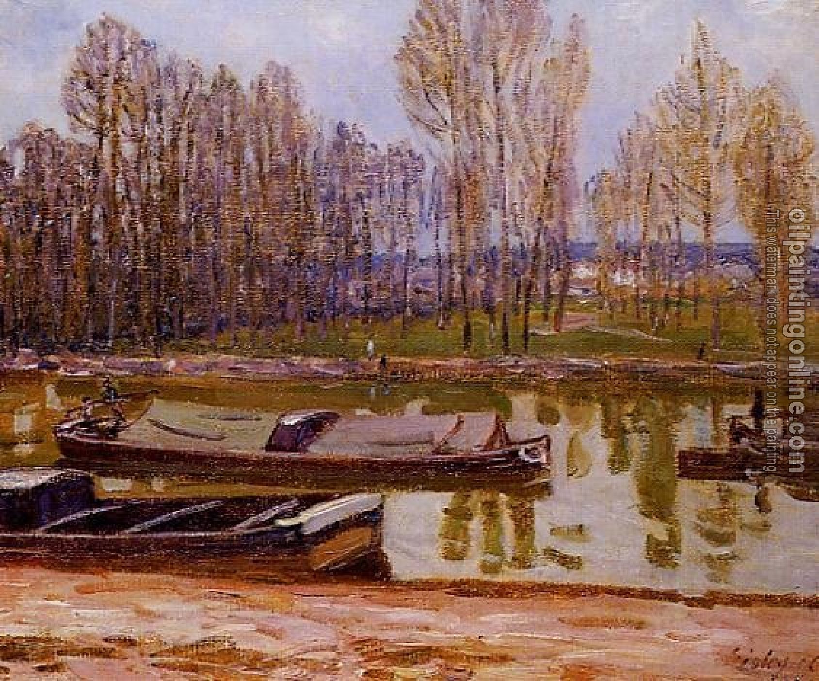 Sisley, Alfred - Barges on the Loing Canal, Spring